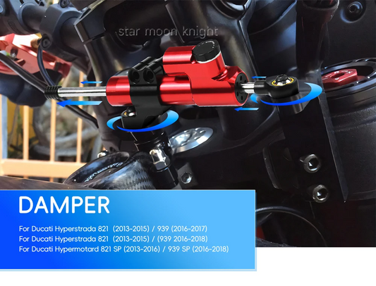 For Ducati Hypermotard 821 939 SP New CNC Fiber Carbon Steering Damper Stabilizer Bracket Mounting Kit