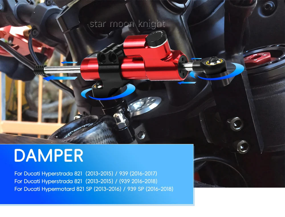 For Ducati Hypermotard 821 939 SP New CNC Fiber Carbon Steering Damper Stabilizer Bracket Mounting Kit