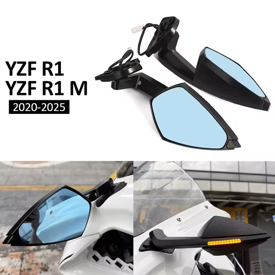 Fit For Yamaha YZF R1 M YZFR1 YZF-R1 2020-2025 Motorcycle Rearview Mirror Rear View Side Mirror with LED Turn Signal Light